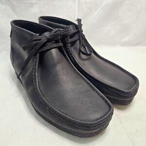 NEW Clarks Shacre Boot Chukka Ankle Moc Toe Matte Black Leather Men's Size 11 M